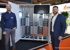 Wouter Voortman and Tom Reeven of BKC at their electric boiler. This is used to fill the buffer